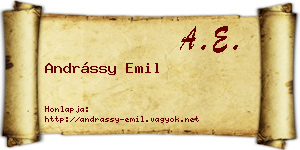 Andrássy Emil névjegykártya